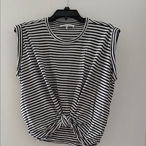 Frame Denim Black and White Sleeveless Muscle Tee